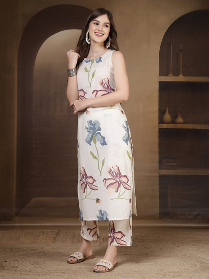 Straight Pure Cotton Printed Kurta Set