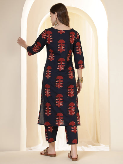 Straight Pure Cotton Printed Kurta Set