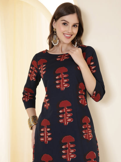 Straight Pure Cotton Printed Kurta Set