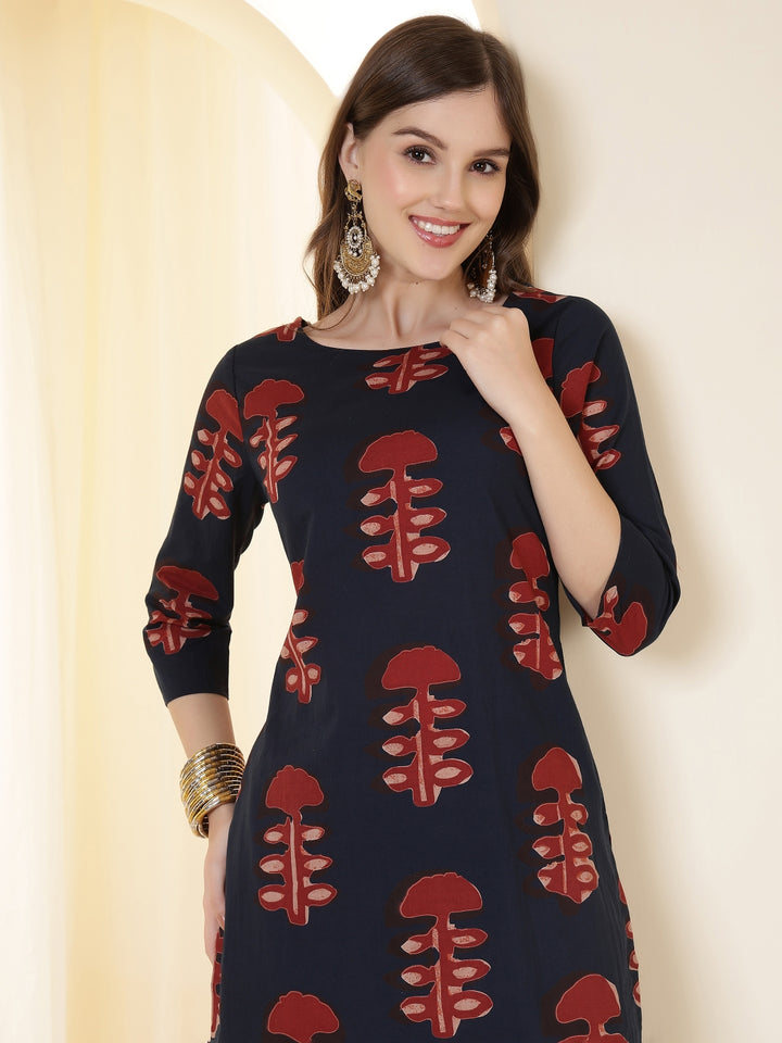 Straight Pure Cotton Printed Kurta Set
