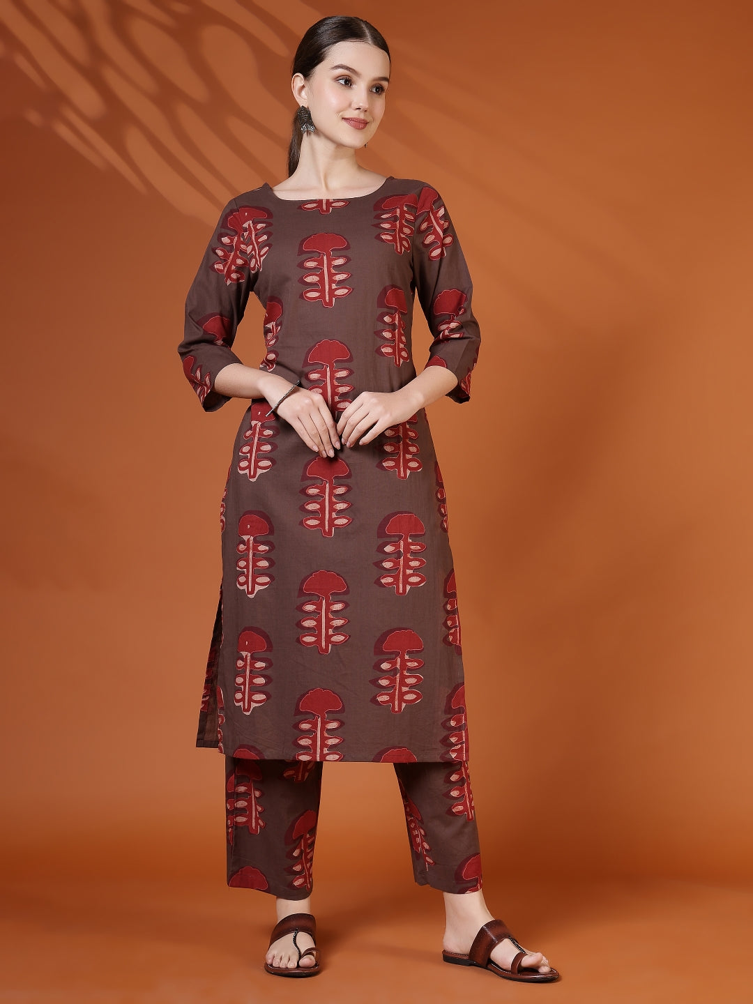 Straight Pure Cotton Printed Kurta Set