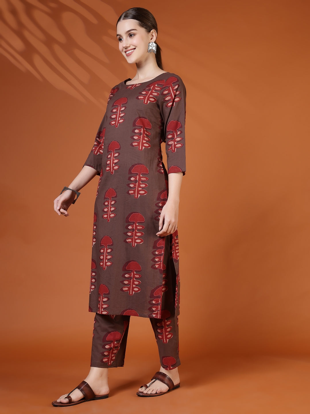 Straight Pure Cotton Printed Kurta Set