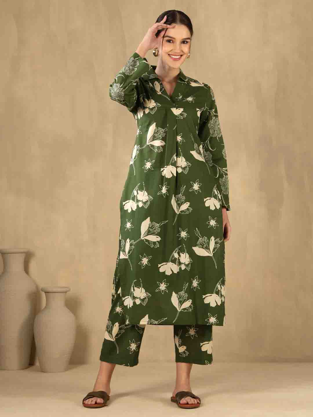 Straight Pure Cotton Printed Kurta Set