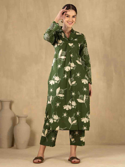 Straight Pure Cotton Printed Kurta Set