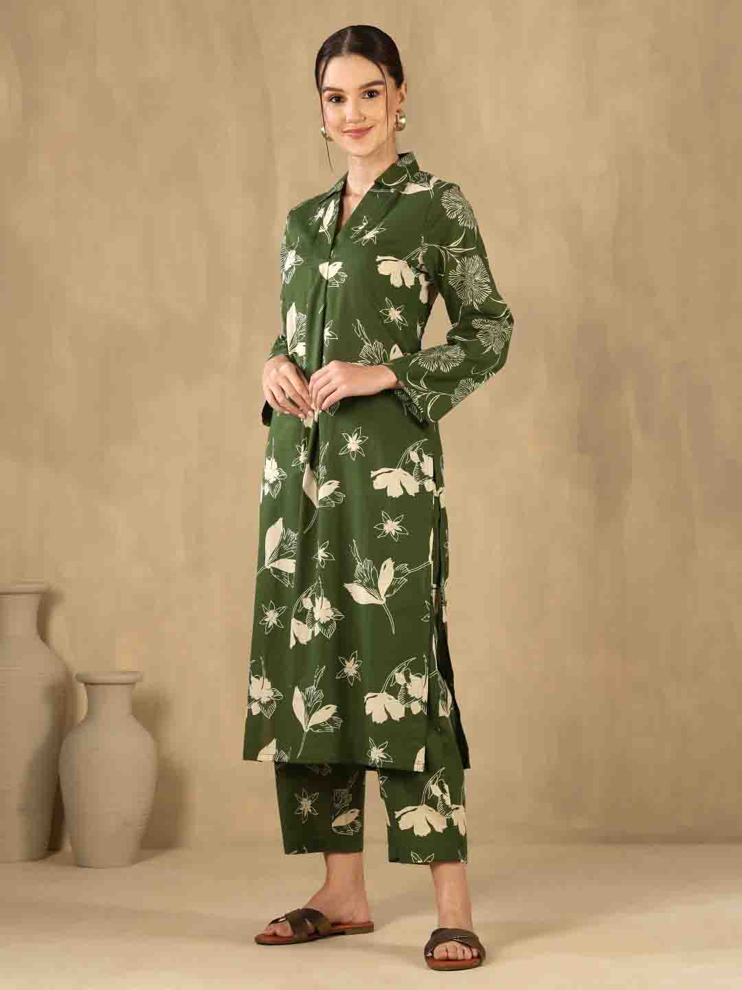 Straight Pure Cotton Printed Kurta Set
