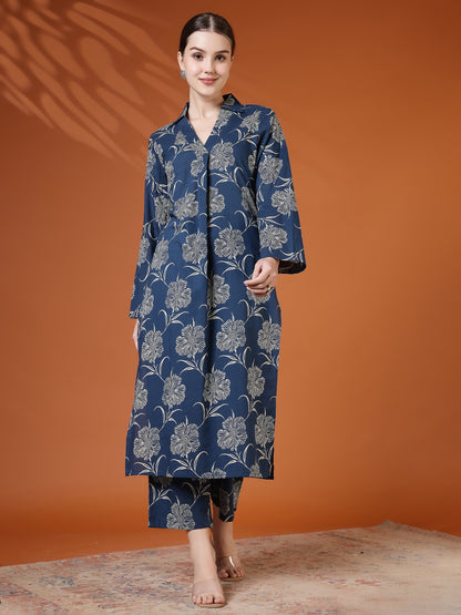 Straight Pure Cotton Printed Kurta Set