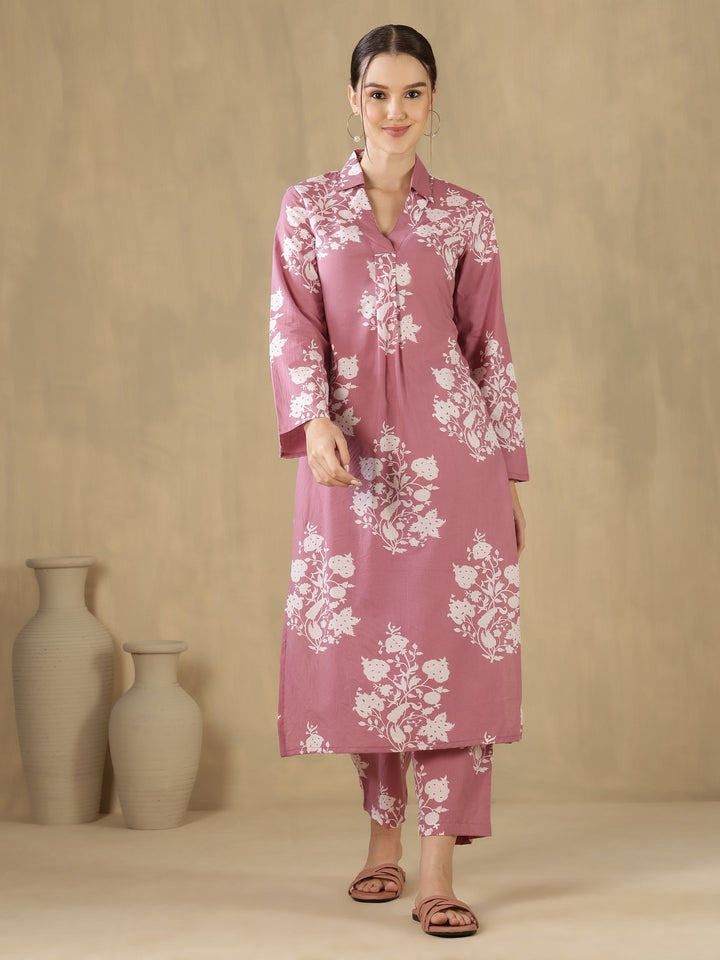 Straight Pure Cotton Printed Kurta Set