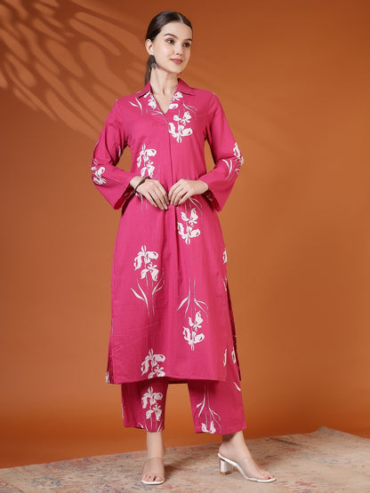 Straight Pure Cotton Printed Kurta Set