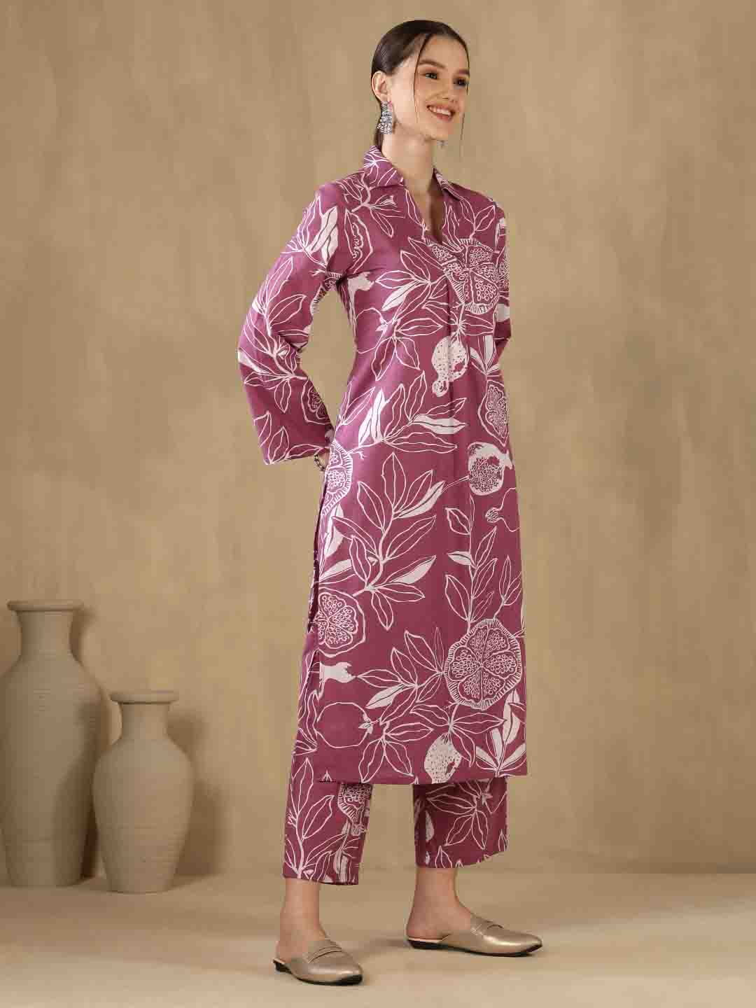 Straight Pure Cotton Printed Kurta Set
