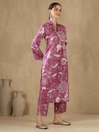 Straight Pure Cotton Printed Kurta Set