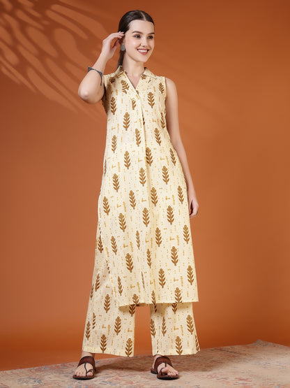 Straight Pure Cotton Printed Kurta Set