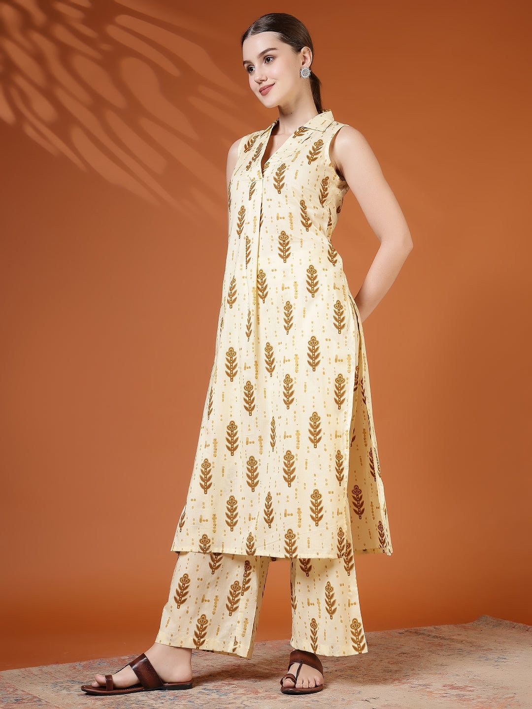Straight Pure Cotton Printed Kurta Set