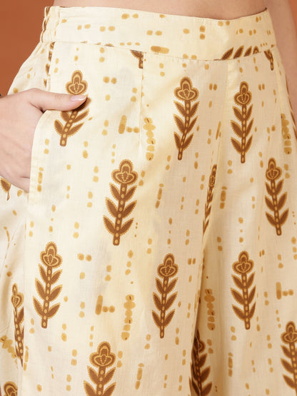 Straight Pure Cotton Printed Kurta Set