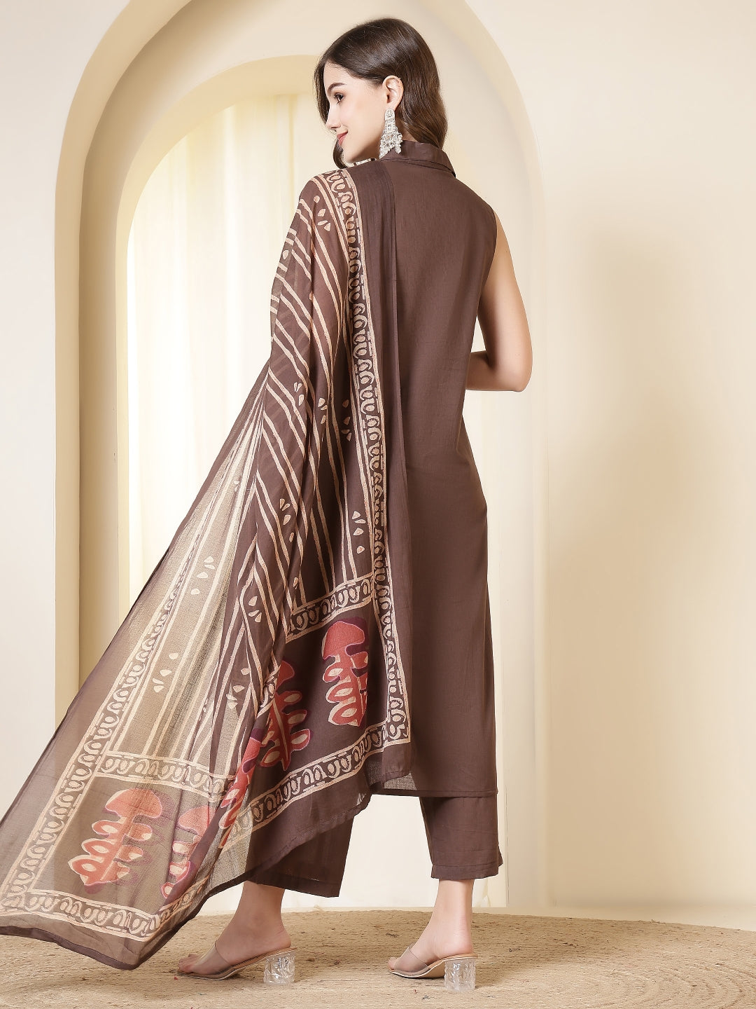 Straight Pure Cotton Dyed Kurta Set With Dupatta