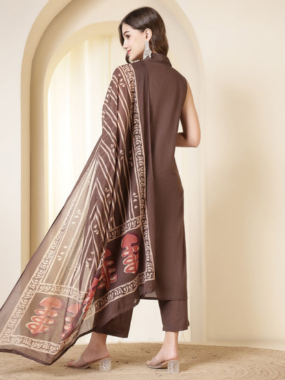 Straight Pure Cotton Dyed Kurta Set With Dupatta