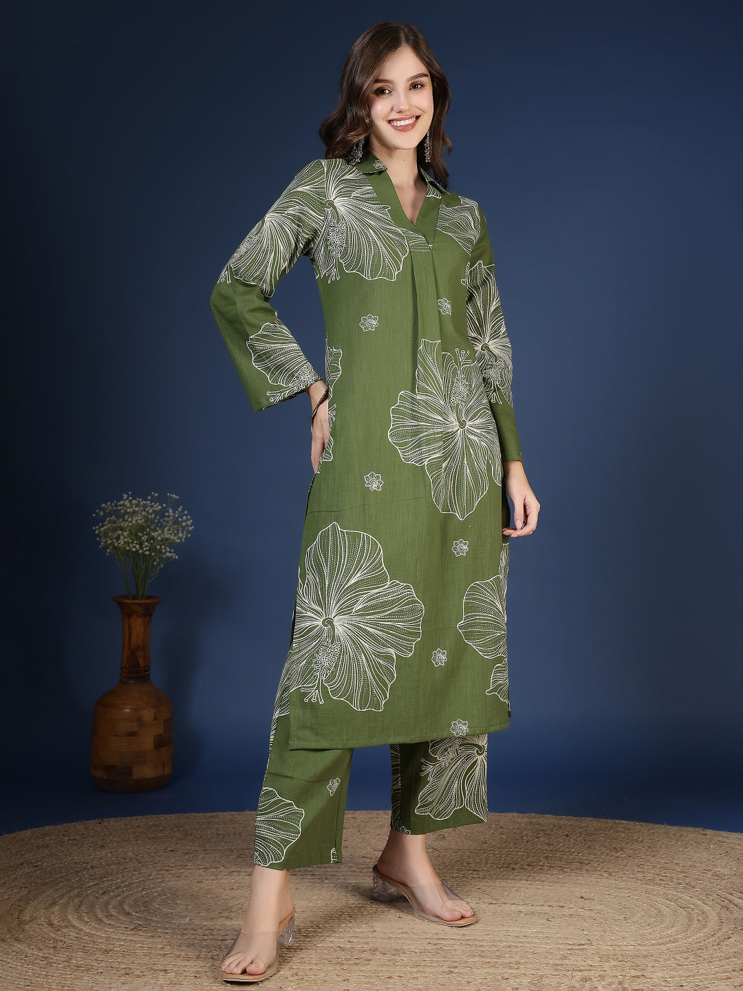 Straight Pure Cotton Printed Kurta Set