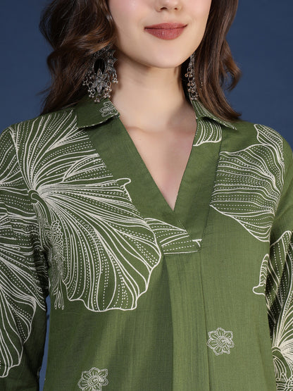 Straight Pure Cotton Printed Kurta Set