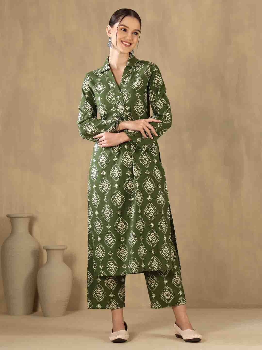 Straight Pure Cotton Printed Kurta Set
