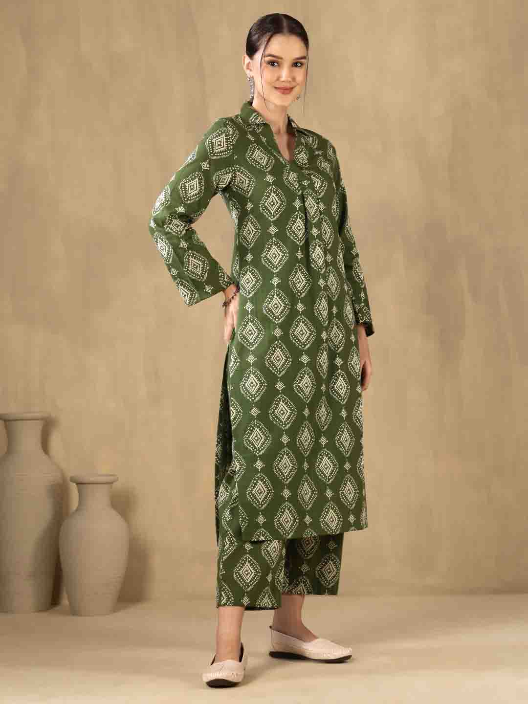 Straight Pure Cotton Printed Kurta Set