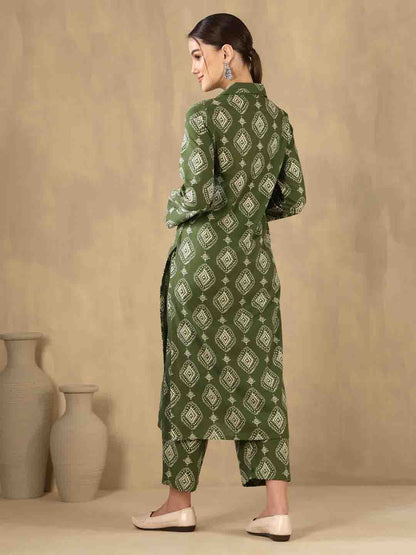 Straight Pure Cotton Printed Kurta Set