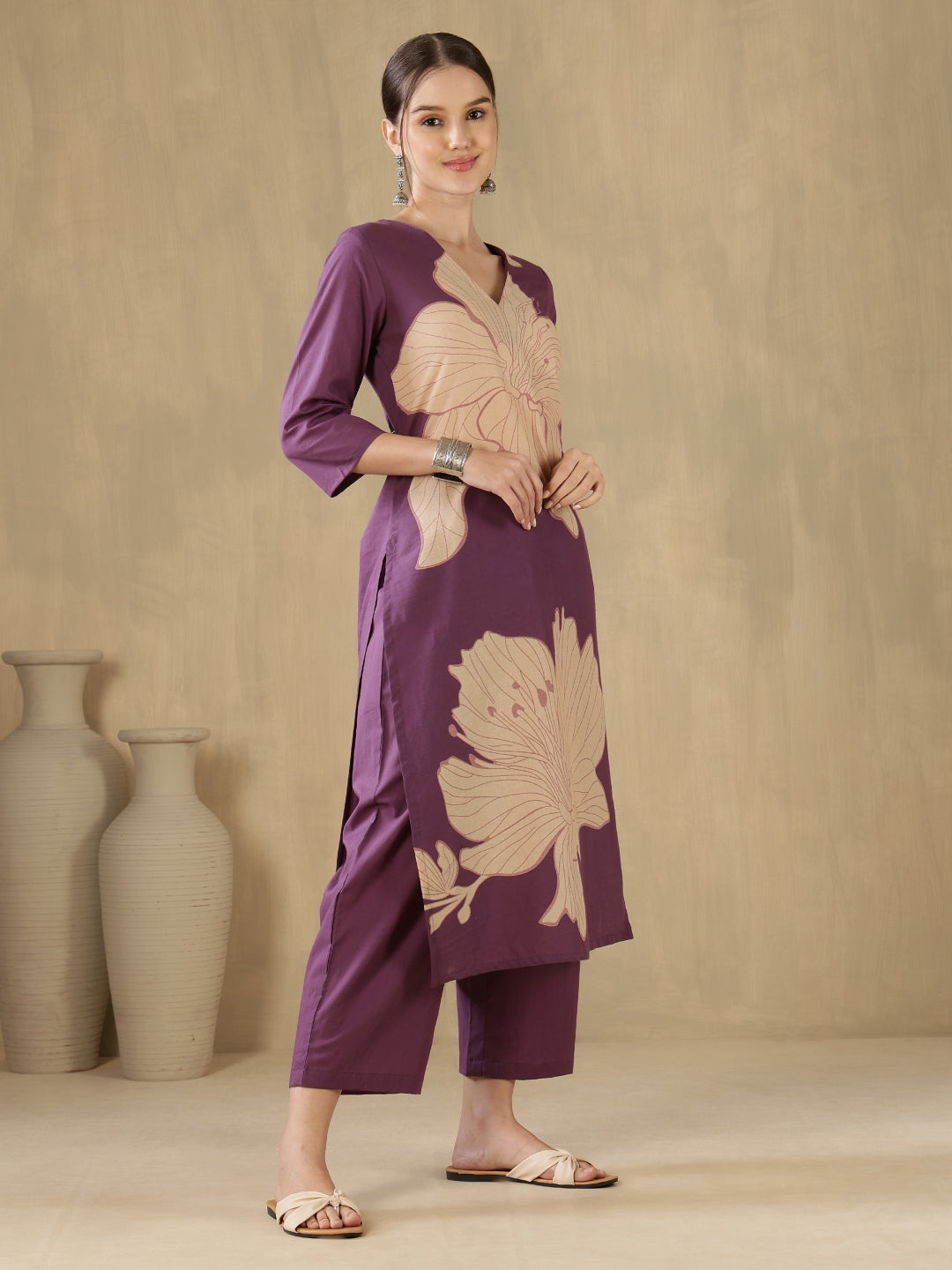 Straight Pure Cotton Printed Kurta Set