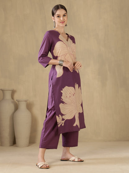 Straight Pure Cotton Printed Kurta Set