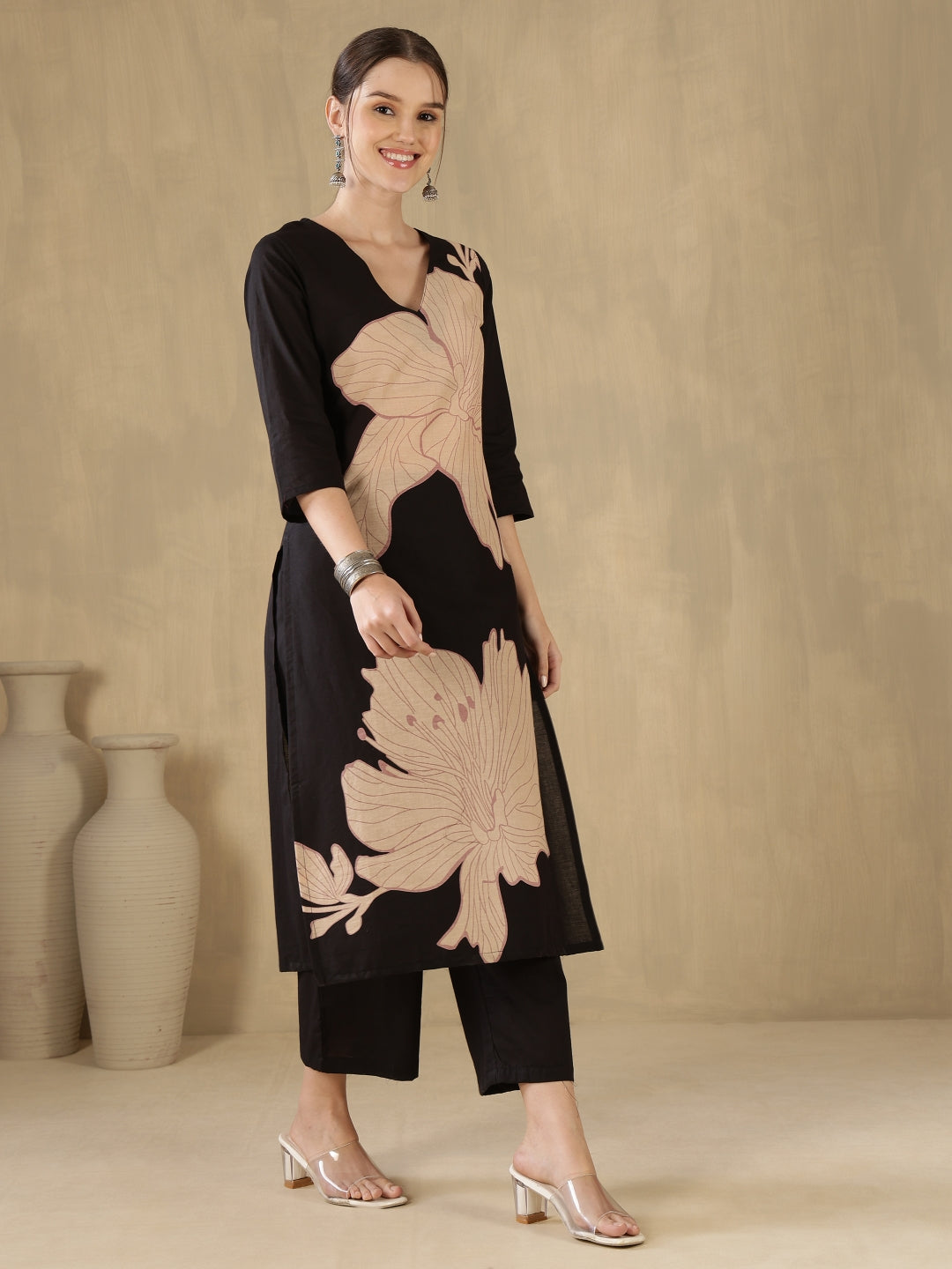 Straight Pure Cotton Printed Kurta Set