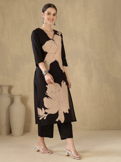 Straight Pure Cotton Printed Kurta Set