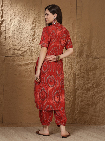Straight Viscose Rayon Printed Kurta Set