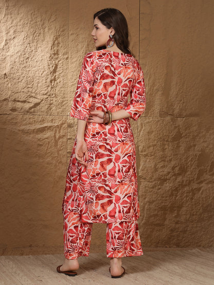 Straight Viscose Rayon Printed Kurta Set
