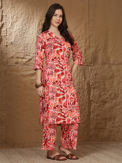 Straight Viscose Rayon Printed Kurta Set
