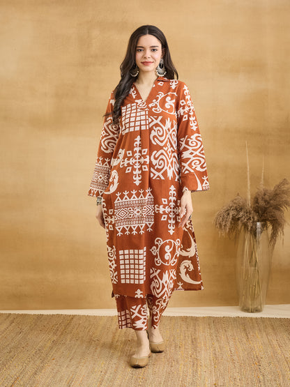 Straight Pure Cotton Printed Kurta Set