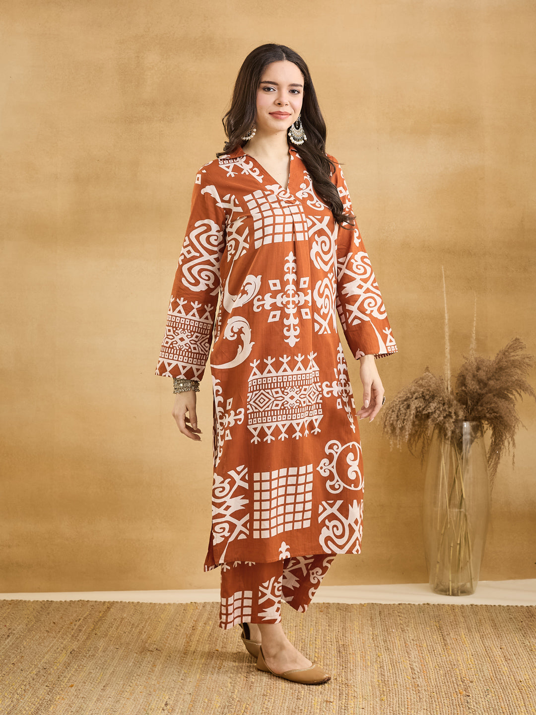 Straight Pure Cotton Printed Kurta Set