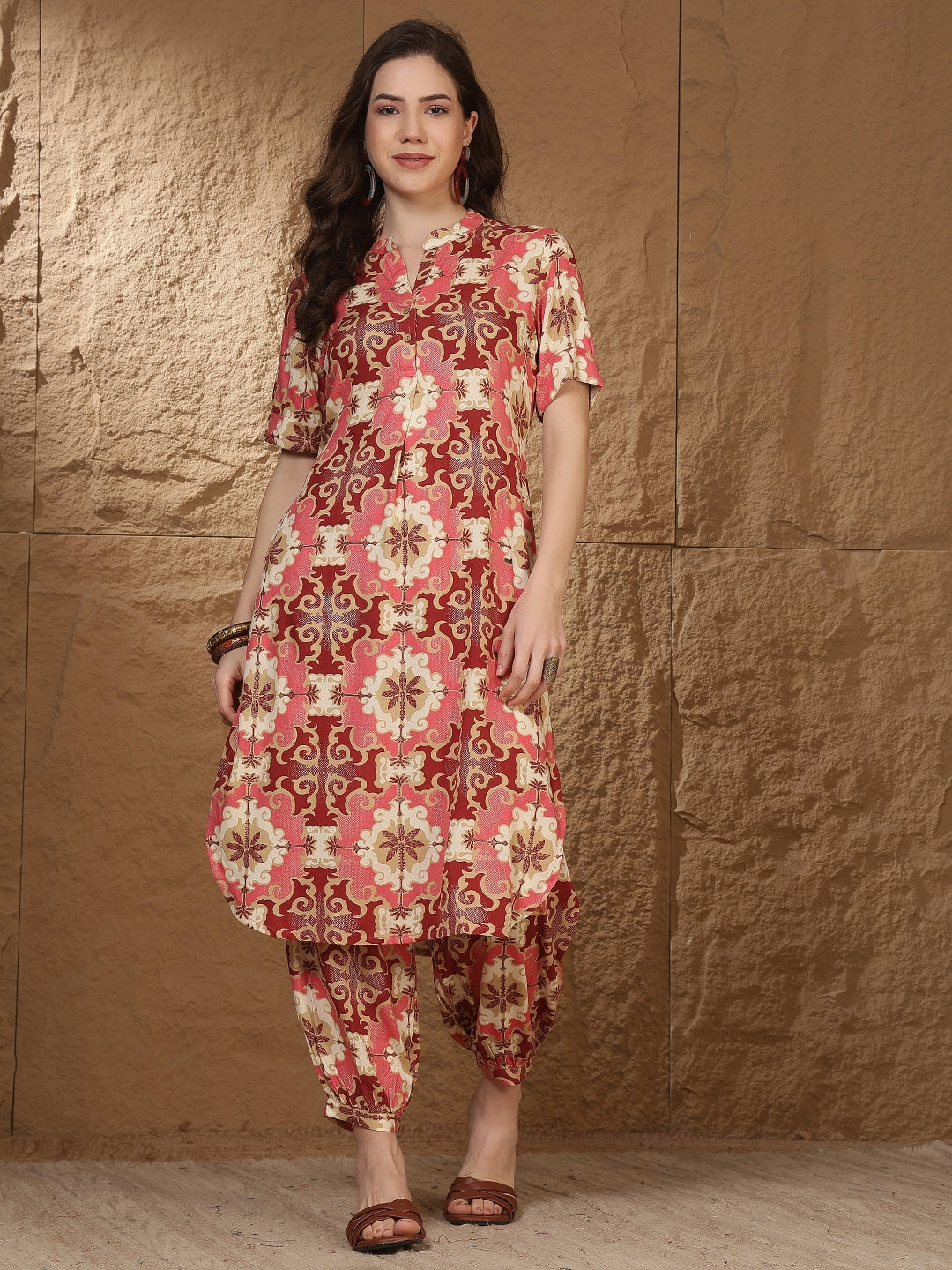 Straight Viscose Rayon Printed Kurta Set