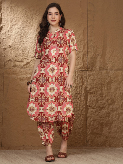 Straight Viscose Rayon Printed Kurta Set