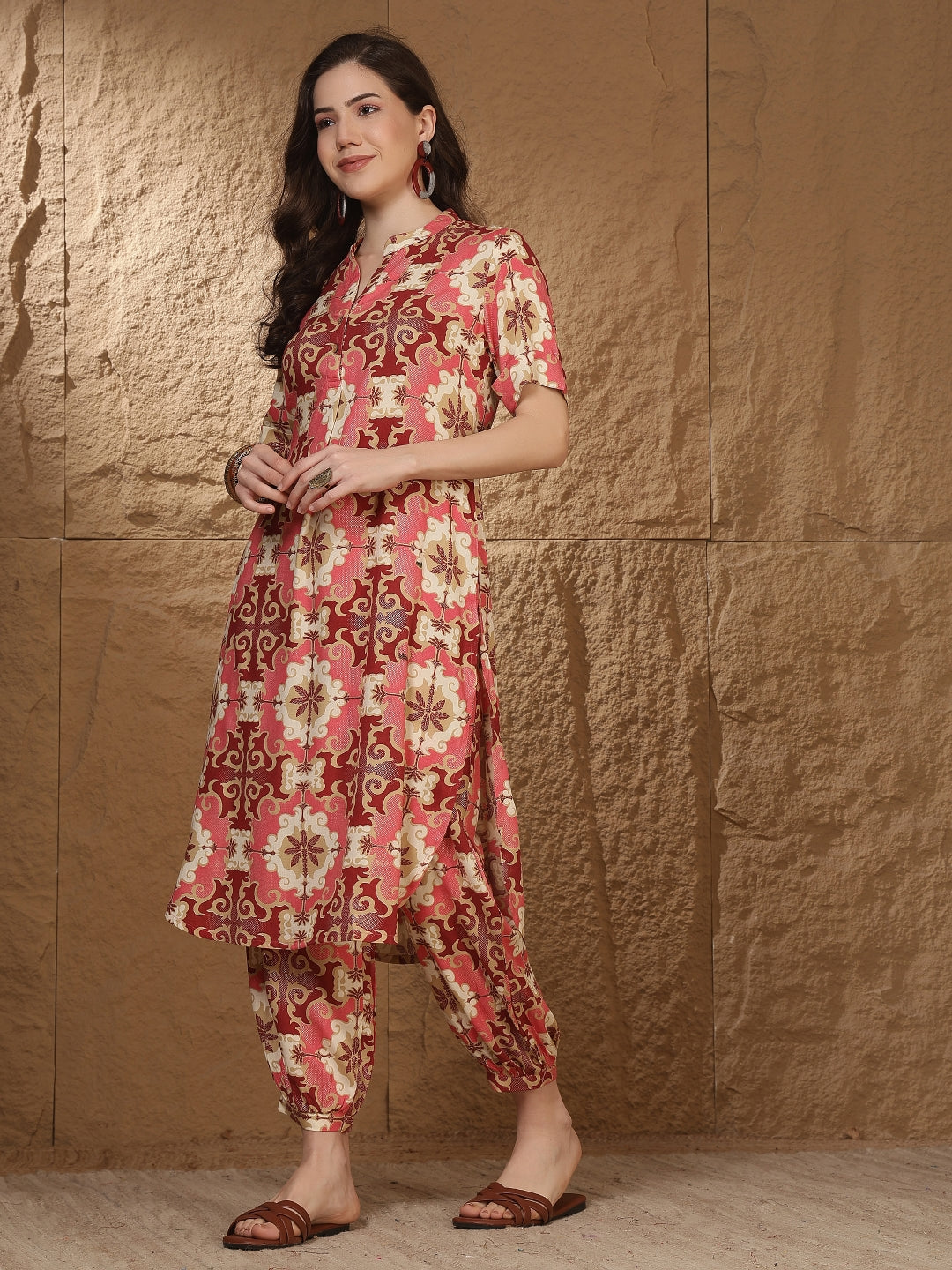 Straight Viscose Rayon Printed Kurta Set