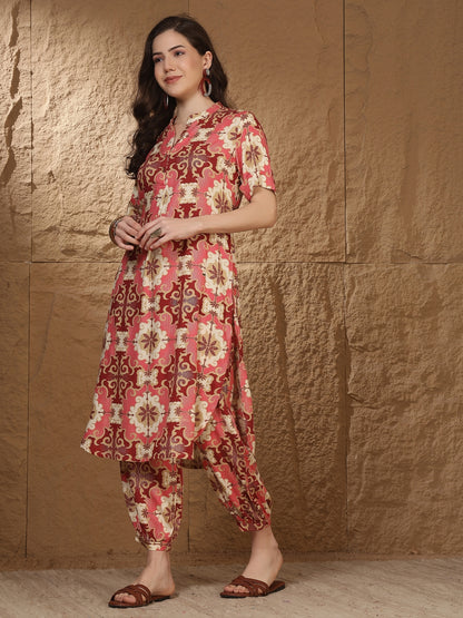 Straight Viscose Rayon Printed Kurta Set