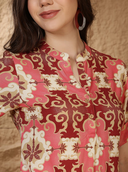 Straight Viscose Rayon Printed Kurta Set