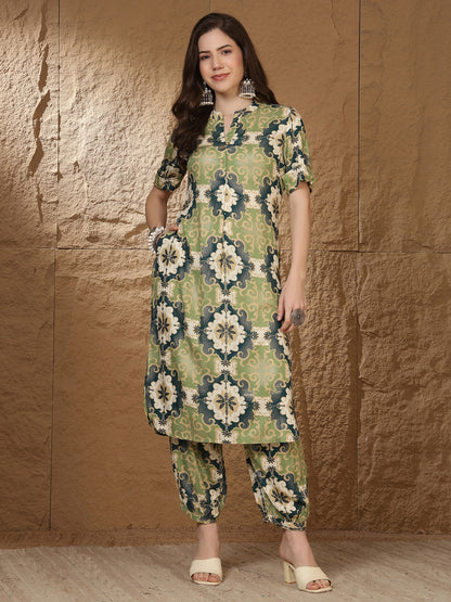 Straight Viscose Rayon Printed Kurta Set