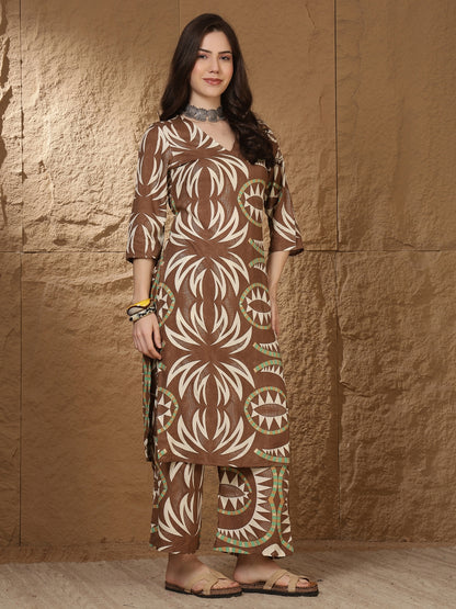Straight Viscose Rayon Printed Kurta Set