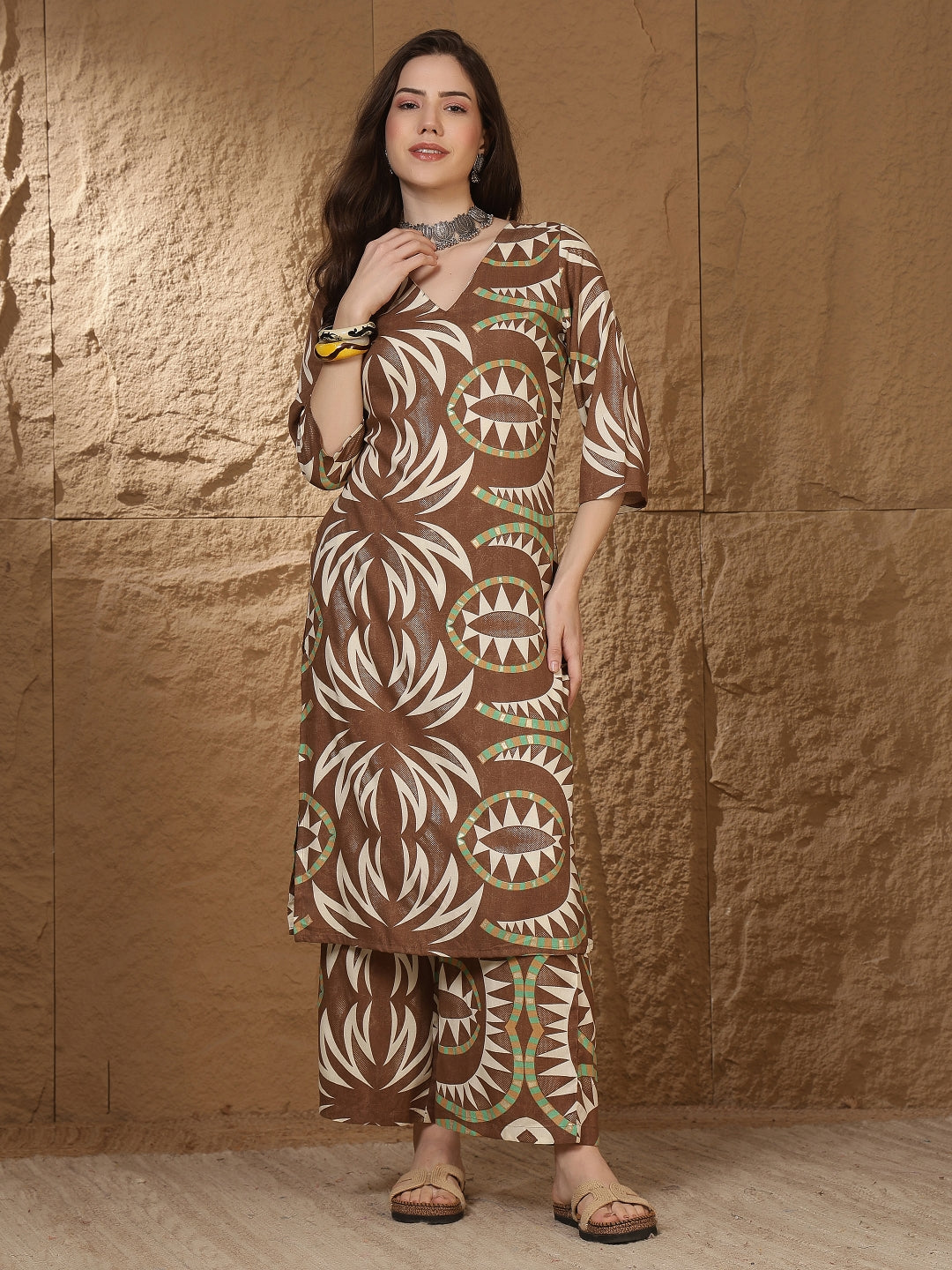 Straight Viscose Rayon Printed Kurta Set