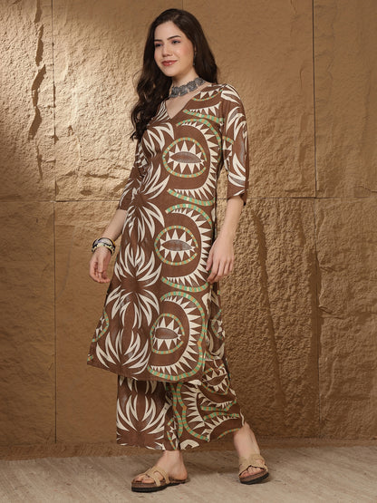 Straight Viscose Rayon Printed Kurta Set