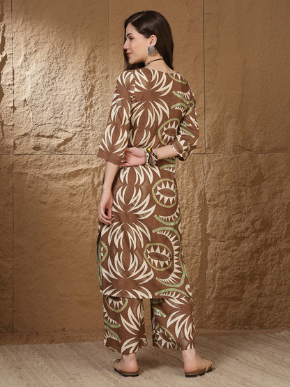 Straight Viscose Rayon Printed Kurta Set