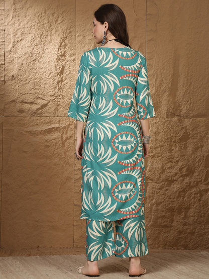 Straight Viscose Rayon Printed Kurta Set