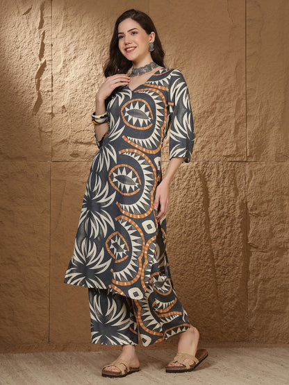 Straight Viscose Rayon Printed Kurta Set