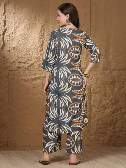 Straight Viscose Rayon Printed Kurta Set