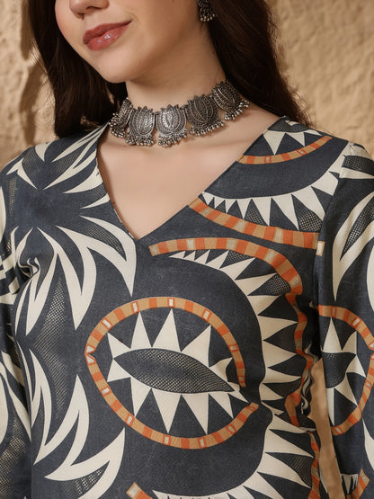 Straight Viscose Rayon Printed Kurta Set
