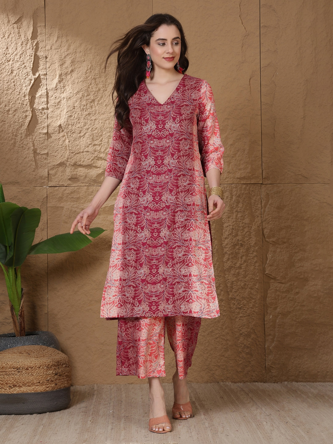 Straight Viscose Rayon Printed Kurta Set