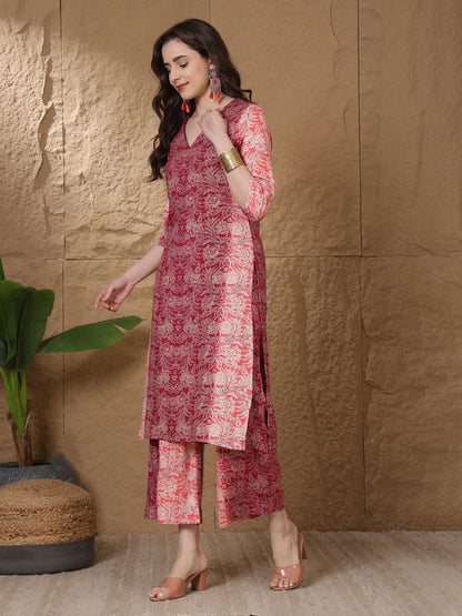 Straight Viscose Rayon Printed Kurta Set