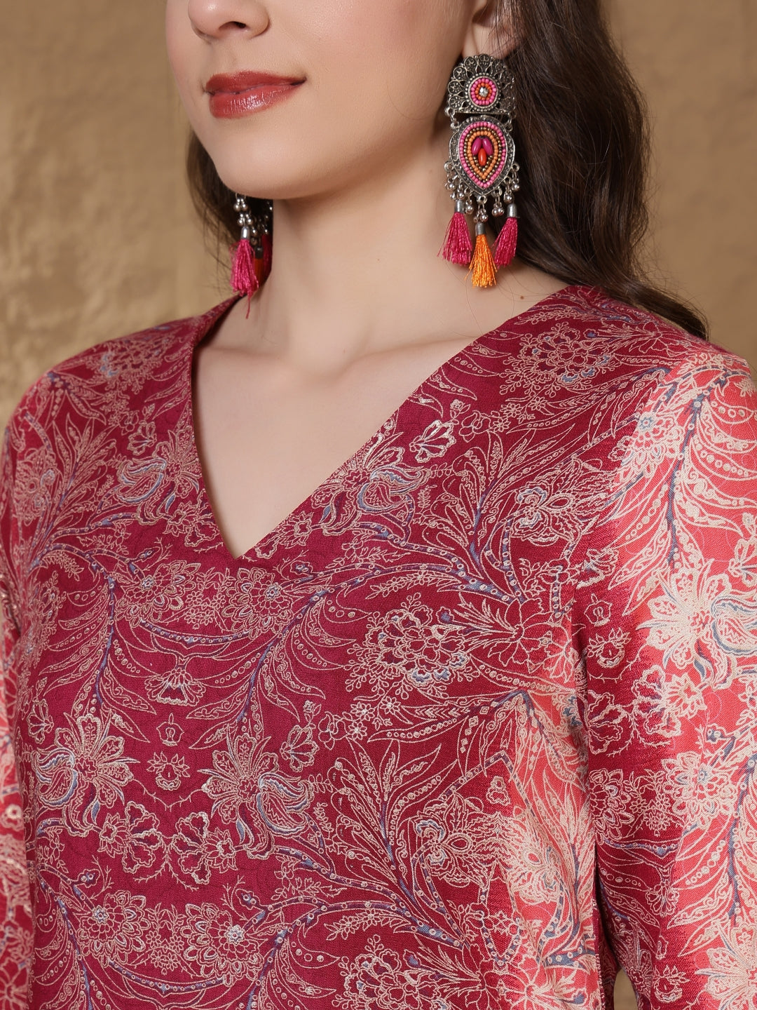 Straight Viscose Rayon Printed Kurta Set